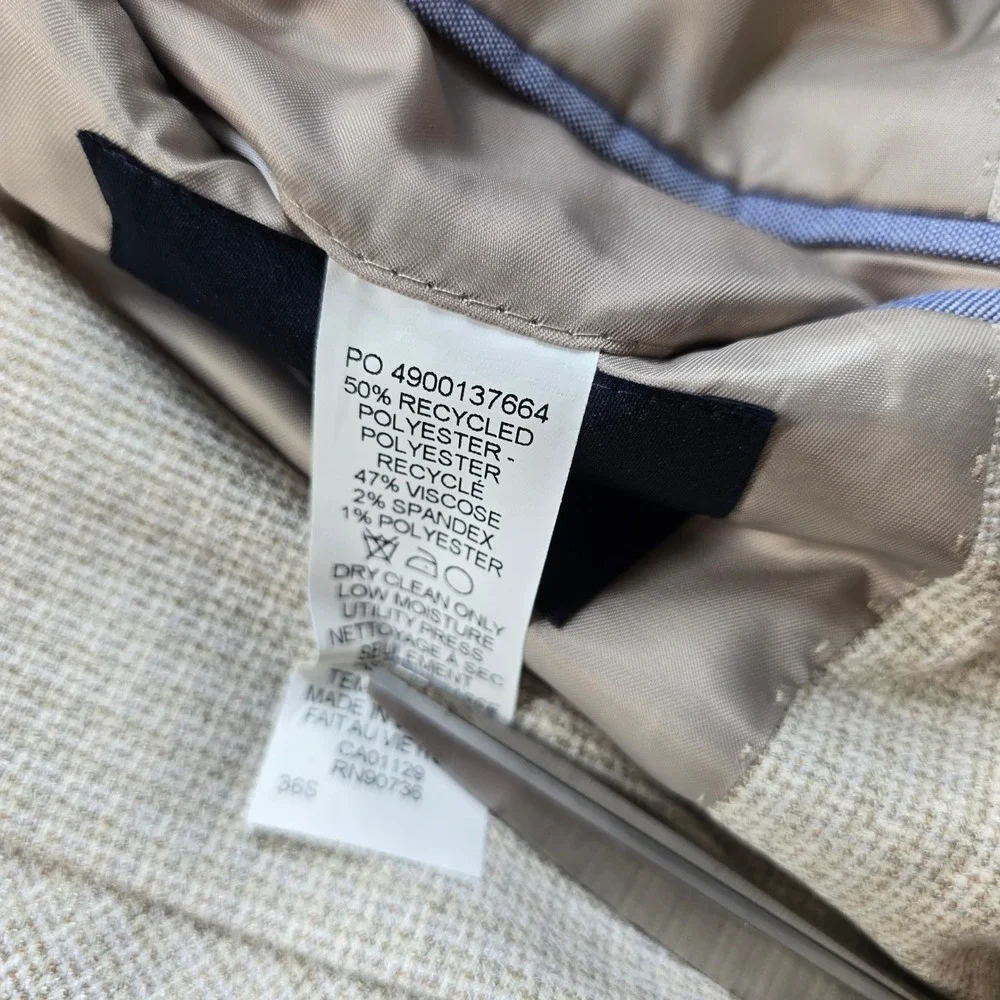 Tommy‎ Hilfiger Modern Fit Sport Coat Mens 36S White Tan Beige Check Blazer NEW